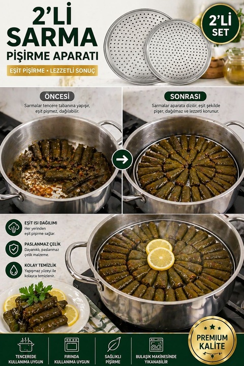 Kitchen Beauty 2'li Pratik Paslanmaz Dolma Sarma Pişirme Aparatı | Sarma Pişirme Aparatı
