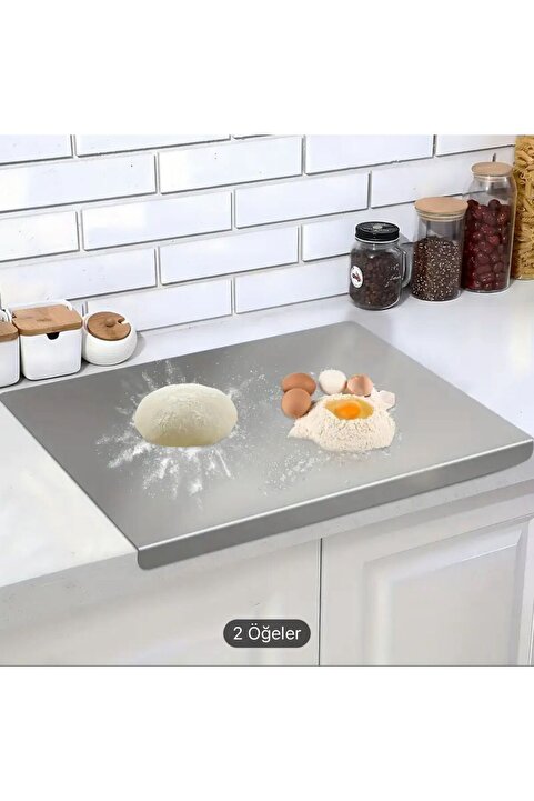 Stainless Art Paslanmaz Çelik 30x40 Cm Tek Taraf Bükümlü Mutfak Için Koruyucu Tezgah Kesme Tahtası