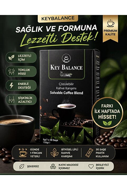keybalance sağlık ve form KEYBALANCE (Zerobody) Bitkisel Lifli Kahve Karışımı - Şekersiz & Coffee – 30’lu – Fit Kahve