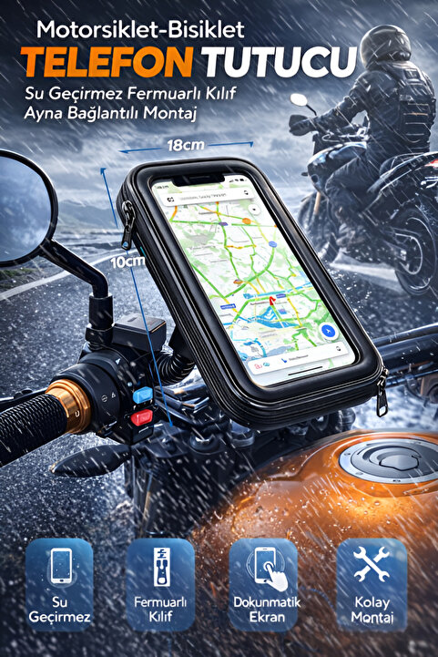 Genel Markalar Telefon Tutacağı Motorsiklet 5-6.0 Inc Uyumlu Su Geçirmez Aynaya Montaj