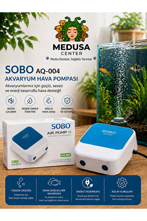 Sobo çift çıkışlı sessiz akvaryum hava pompası