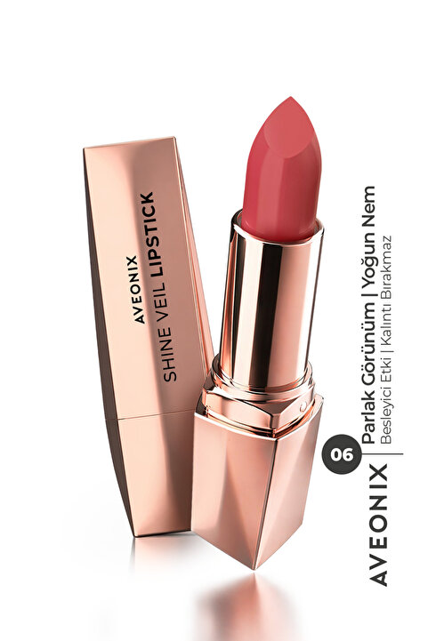 AVEONIX Shine Veil Parlak Ruj 06 Nemlendirici Pürüzsüz Dolgun Dudak Etkili Lipstick