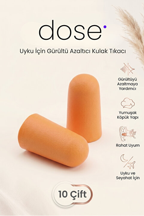 Dose Day Uyku İçin Gürültü Azaltıcı Kulak Tıkacı 10 Çift | Yumuşak Köpük, Rahat Uyum, Seyahat ve Odaklanma