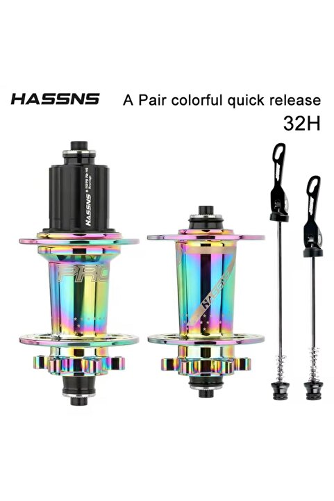 ROBESBON HASSN'S PRO 7 32h Rainbow, Colorful Ön-Arka Jant Göbek Takımı, Göbek Seti
