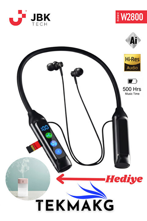 TEKMAKG Bluetooth Kulaklık Boyun Askılı W2800 AI Music EQ 500 Saat Pil