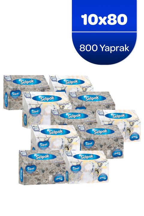 Selpak El ve Yüz Havlusu Kutulu Mermer Desen 10*80 Yaprak