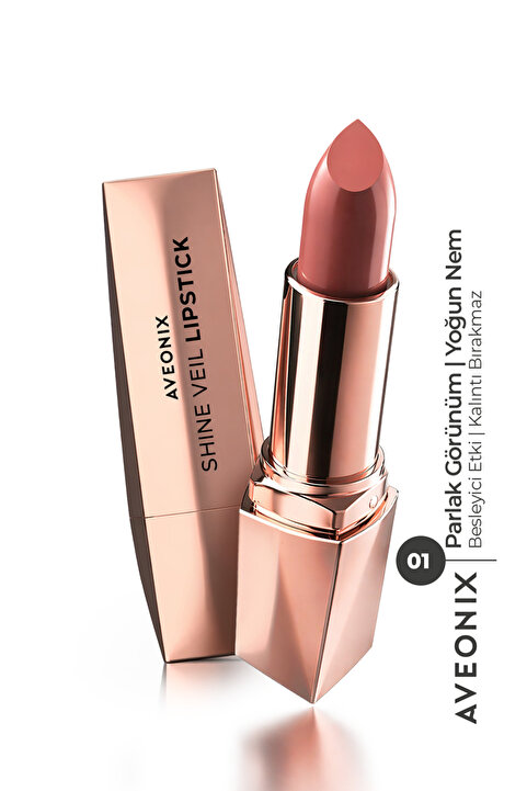 AVEONIX Shine Veil Parlak Ruj 01 Nemlendirici Pürüzsüz Dolgun Dudak Etkili Lipstick