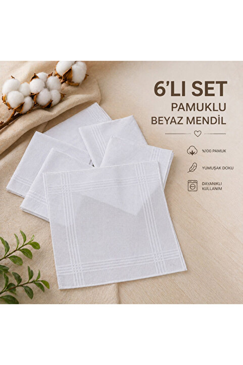 ASPA Pamuklu Beyaz Mendil – %100 Pamuk Yumuşak Dokulu Hediyelik Kadın Erkek Cep Mendili 28x28 cm