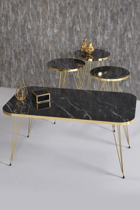 GOLDFALEZ Zigon Sehpa Ve Orta Sehpa Kr Set Gold Bendir Tel