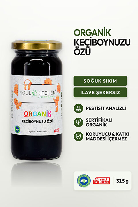 Soul Kitchen Organik Ürünler Organik Keçiboynuzu Özü Soğuk Sıkım Şeker İlavesiz Sertifikalı 315 g