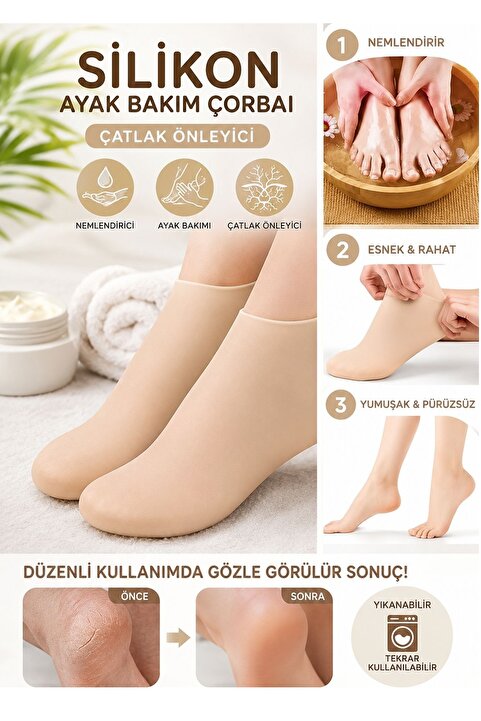 Kitchen Beauty Silikon Ayak Bakım Çorabı Nemlendirici Jel Çorap Çatlak Önleyici Ölü Deri Atıcı Çorap Ayak Bakımı