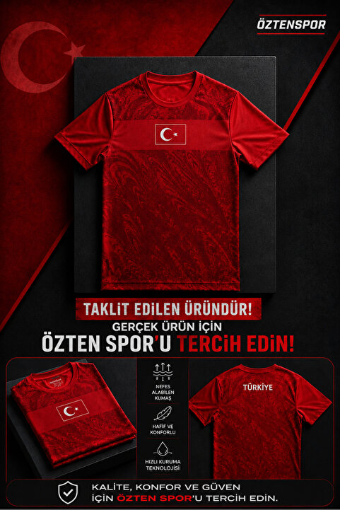Genel Markalar WC 2026 Türkiye Forması Kırmızı Desenli Kısa Kollu Futbol Forması Unisex Maç ve Antrenman Forması