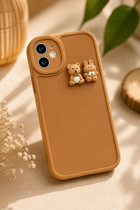 Go Aksesuar Iphone 11 Yuvarlak Kamera Ayıcık Tasarımlı Yumuşak Silikon Kamera Korumalı Ayıcıklı Kılıf