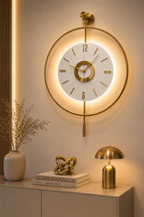 MetaQuartz Aksesuar Orjinal Ürün - Timelles Kadran -(3 Pil Dahi )Ultra Sessiz Quartz Mekanizmalı Metal Ledli Duvar Saati