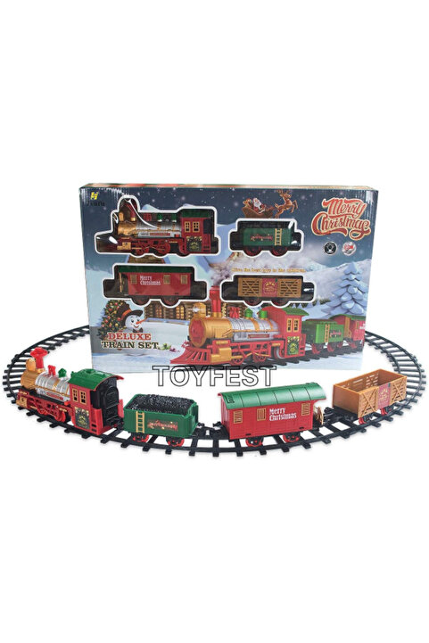 TOYFEST Renkli Christmas Yılbaşı Ağaç Dekoru için Işıklı ve Sesli Classic Lüks Tren Seti