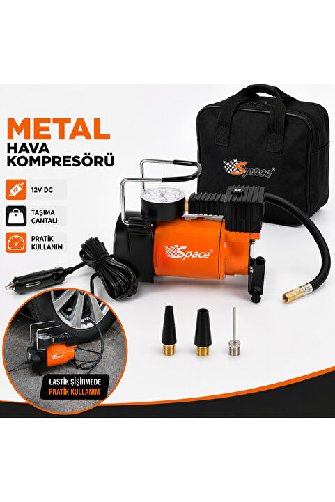 Space Metal Hava Kompresörü Çantalı Araç Lastik Şişirme Pompası 150 PSI