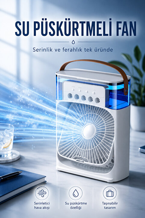 EN SİGA Su püskürtmeli Fan Süper Sessiz Hava Nemlendiricili Masa Fanı Kablolu Usb Hava Serinletici