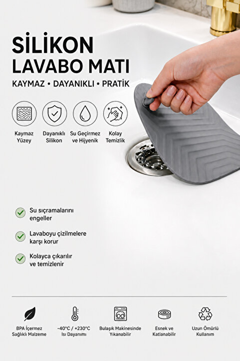 MİMOZA PARK Kare Kötü Koku Önleyici Silikon Mat Banyo Mutfak Lavabo Balkon Gider Tıpası Kapağı