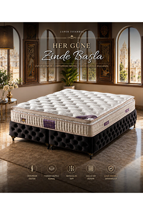 LUPER Bel ve Sırt Destekli Pedli Ultra Ortopedik İstanbul Luxuria Roll Pack Yaylı Yatak