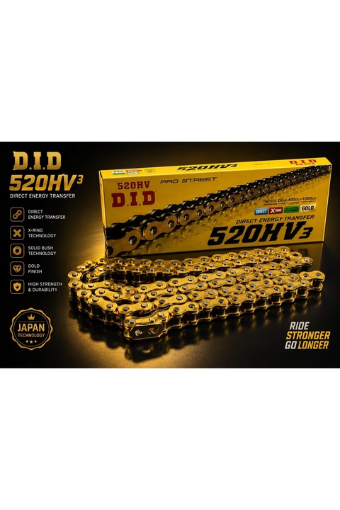 SEÇ D.İ.D 520 x 120L HV3 GOLD ORİNGLİ ZİNCİR PULSAR NS200 - CBR 250 - R25 - NK250/400- 250 SR - DOMİNAR