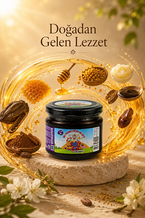 Genel Markalar Kids Macun Çocuklara Özel, Glikozsuz, Bal, Pekmez, Polen, Arı Sütlü Kakaolu Çocuk Macunu 350 Gr.
