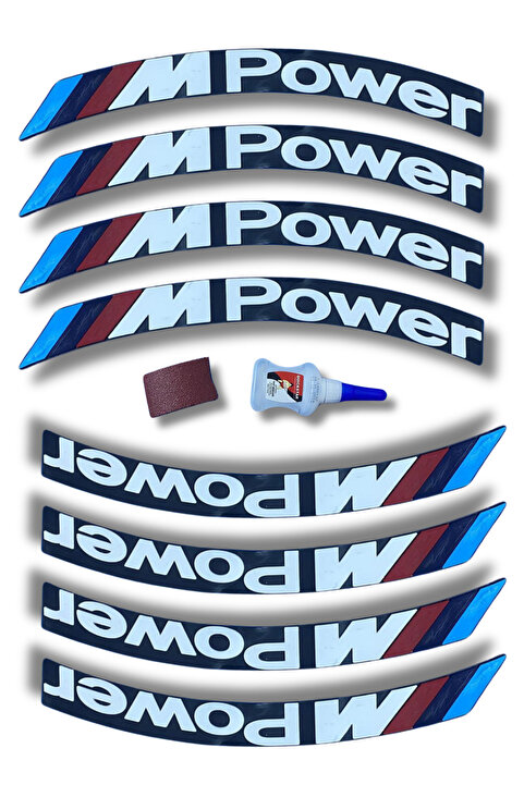 ASTUNİNG M Power Motosiklet Ve Otomobil Lastik Yazısı Kabartma Sticker Yapıştırma 8 Adet Set Astsyn020