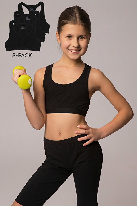 Lisa Crown Siyah %95 Pamuk / %5 Elastan Kız Çocuk Bustiyer LCJULIA