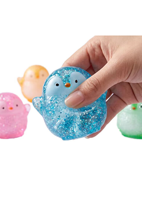 UĞURDAN Simli Penguen Sukuşi Oyuncak Yumuşak Sıkma Oyuncağı Squishy Stres Giderici Penguen Tekli
