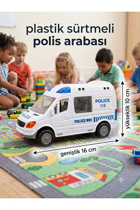 çınaroğlu avm Plastik sürtmeli polis arabası kutulu 16 cm