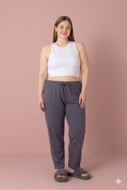 LOTTEBELLA Büyük Beden Pamuklu İnce Kumaş Pijama Altı