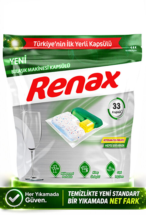 RENAX Bulaşık Makinesi Kapsülü Hepsi Bir Arada 33 Lü