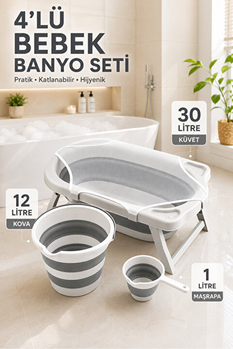 Zuu Baby Bebek Küveti  Katlanır  Banyo Seti  Hediye Fileli