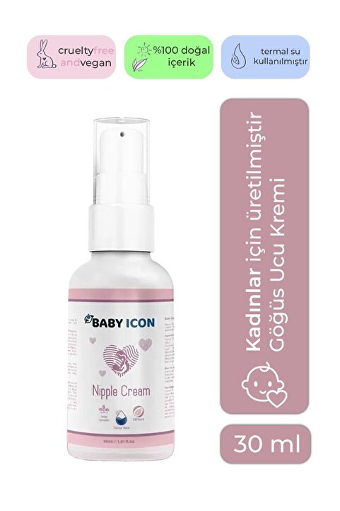 Baby İcon %100 Doğal Organik Vegan Hassas Cilt ve Göğüs Ucu Kremi 30 ML Termal Su Katkılı