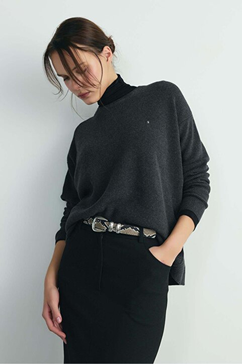 Suud Collection Füme Caroline Basic İnce Kazak