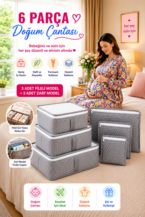 Özlem Toys Baby Doğum Hastane Çıkış Çantası 6 Parça Düzenleyici