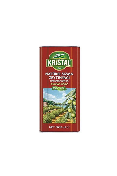 Kristal Natürel Sızma Zeytinyağı Dolgun Güçlü 5 L Teneke