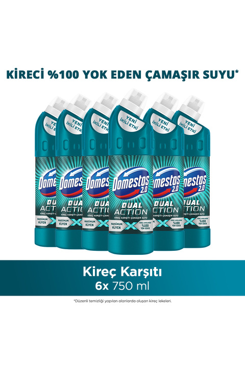 Domestos Dual Action Kireç Karşıtı Çamaşır Suyu 750 ml x6