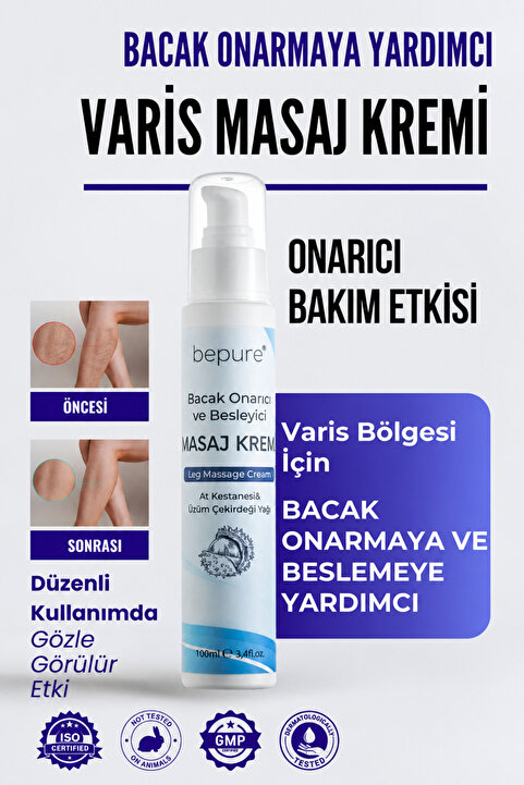 Bepure Bacak Bölgesi Için Bacak Onarmaya Yardımcı Ve Besleyici Masaj Kremi 100 ml