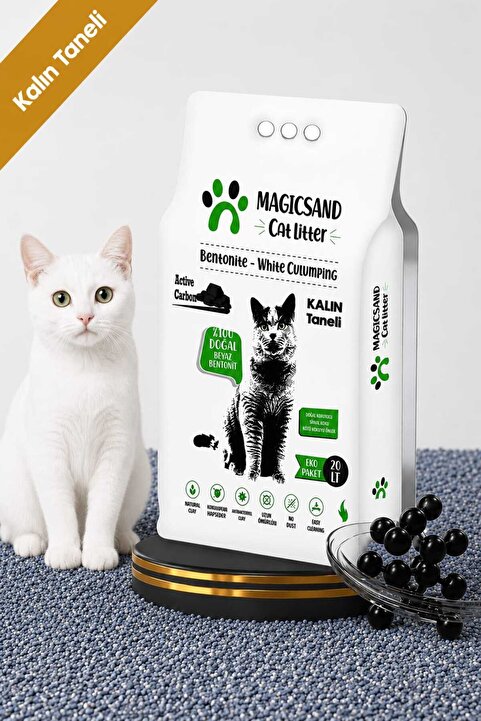 Magic Sand Cat Litter Active Carbon Kedi Kumu Kalın Taneli 20 Lt