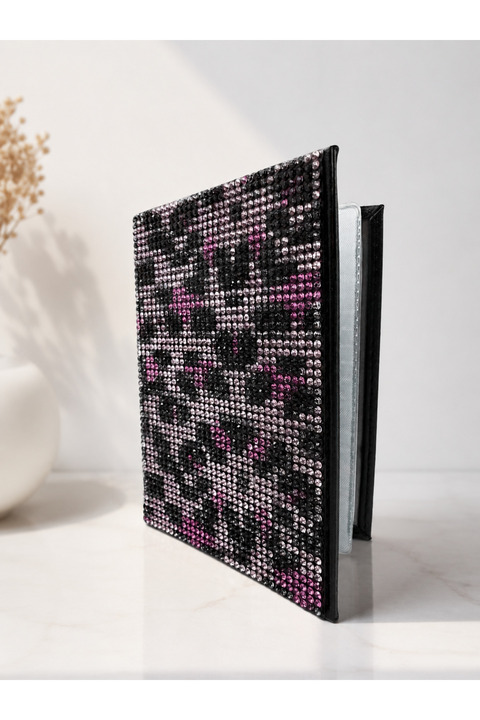 Oasis Life Pembe Taşlı Leopar Desenli Ruhsat Kılıf Kabı Bekaks