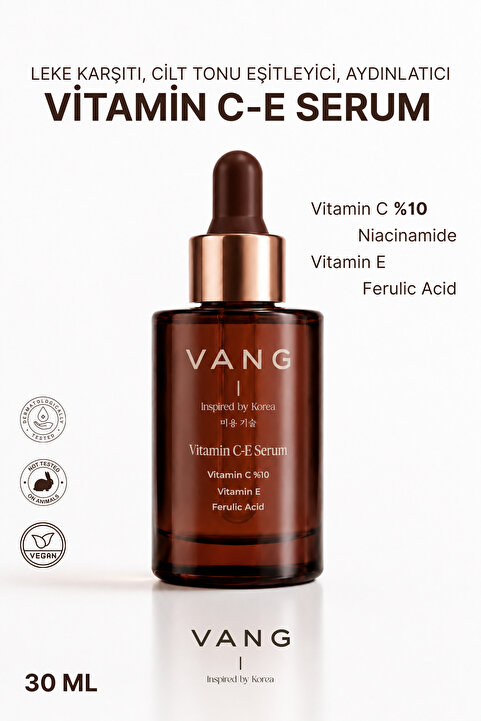 VANG Leke Karşıtı & Aydınlatıcı C Vitamini Serumu | E Vitamini & Ferulic Asit | Nemlendirici 30 ml