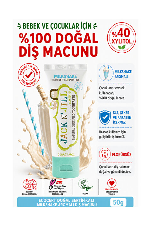 Jack N'Jill Jack N Jill Doğal Sertifikalı Diş Macunu - Milkshake Aromalı 50g