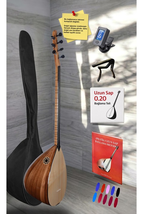 istanbul müzik tedarik Jak Girişli Uzun Sap Maun Gövde Kaliteli Gürgen Sap Saz El Yapımı Bağlama Seti