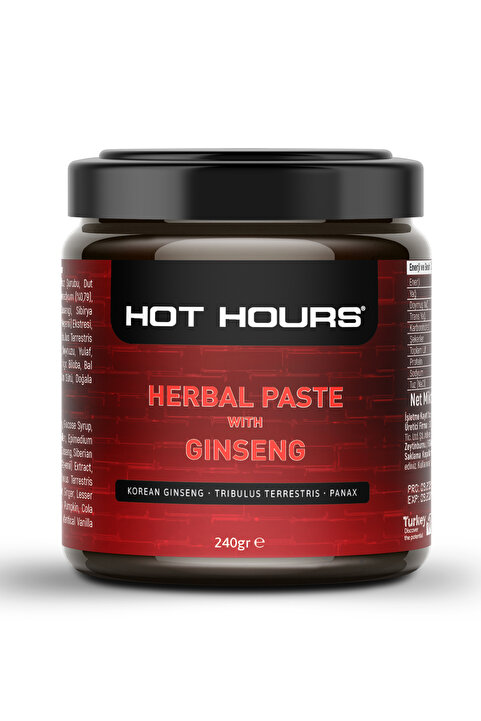 Hot Hours Natural Ginseng, Tongat Alı, Çakşır Otu Bal, Pekmez Bitkisel Karışımlı Macun 240 gr