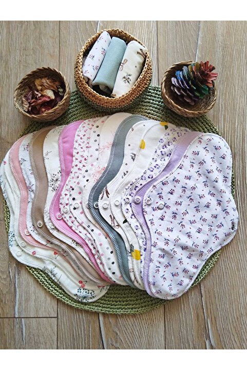 ECOSOFT Yıkanabilir Doğal Kadın Pedi Gece 8'li %100 Pamuk ve Bambu (L beden)