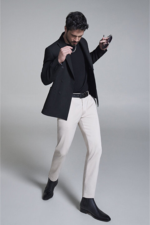 Avva Erkek Siyah Kırlangıç Yaka Astarsız Kruvaze Kapama Comfort Slim Fit Ceket A32Y4052