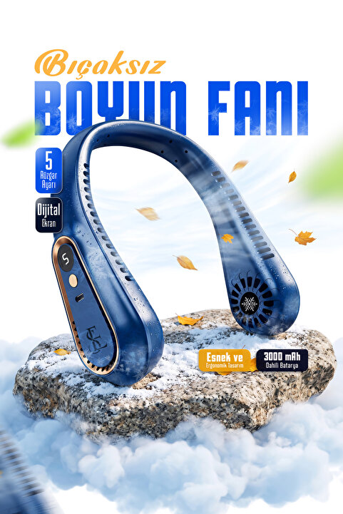 EN SİGA Bıçaksız Boyun Fanı Dijital Ekranlı Taşınabilir Mini HAVA SOĞUTUCU USB Şarj Edilebilir