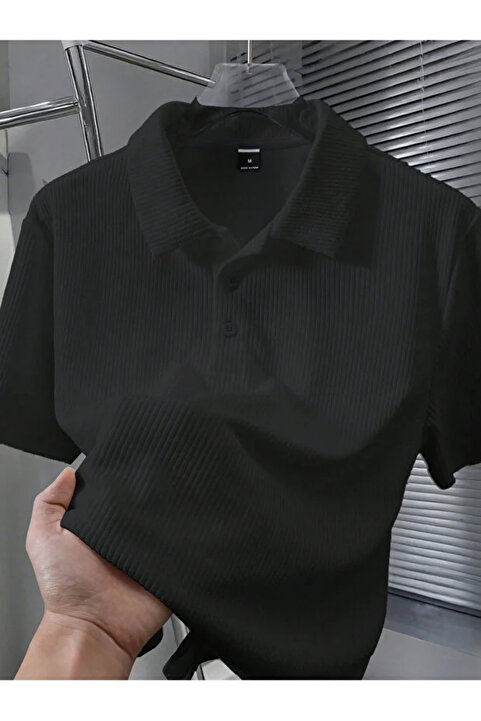 EKZMODA Regular Fit Siyah Erkek Polo Yakalı T-shirt - Siyah Tisort - Polo Yaka Tisort