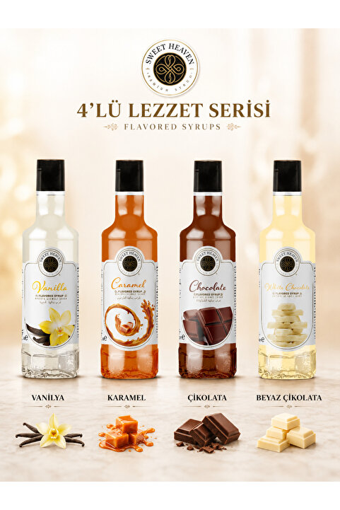 sweet heaven 4'lü Karışık Kahve Ve Kokteyl Şurubu 4x110ml (BEYAZ ÇİKOLATA ,KARAMEL,ÇİKOLATA, VANILYA)