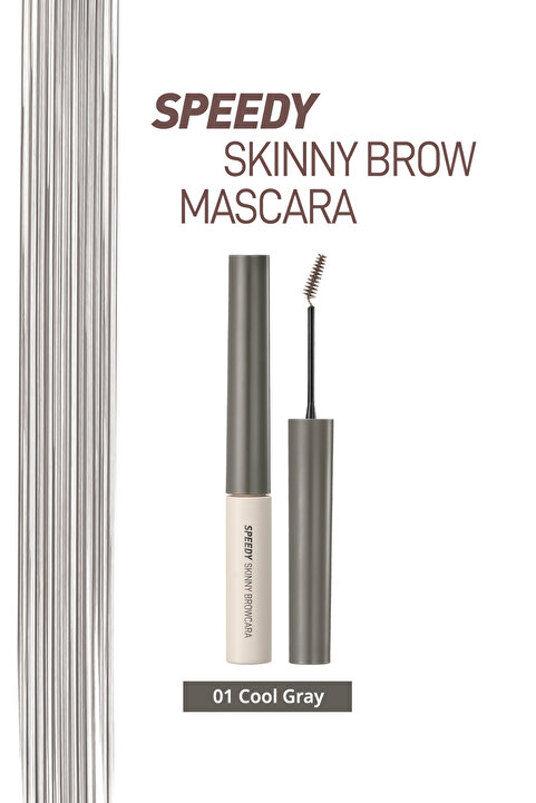 PERIPERA Renklendirici ve Sabitleyici Kaş Maskarası Speedy Skinny Brow Mascara 01 Cool Gray
